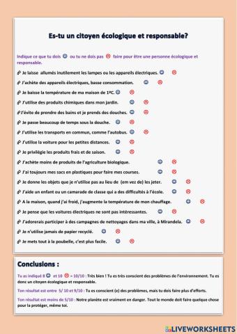 Es-tu un citoyen écologique et responsable?