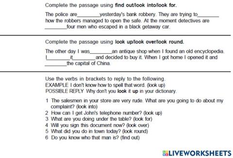 Phrasal verbs unit 1 - B