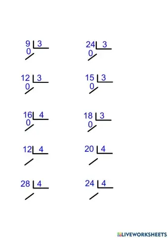 Divisions exactes 3 i 4