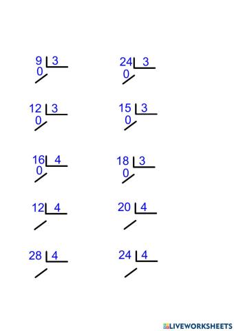 Divisions exactes 3 i 4