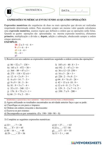 Expressões numericas