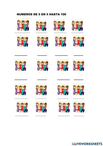 Números de 5 en 5 hasta 100