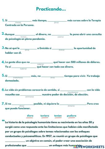 Condicional y subjuntivo