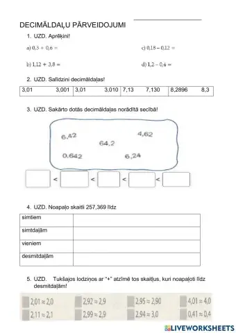 Decimāldaļu pārveidojumi