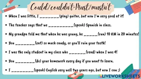 Could-couldn't-must-mustn't