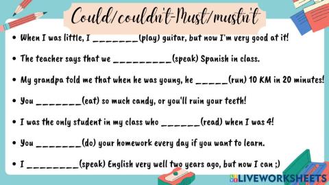 Could-couldn't-must-mustn't