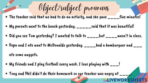 Object and subject pronouns