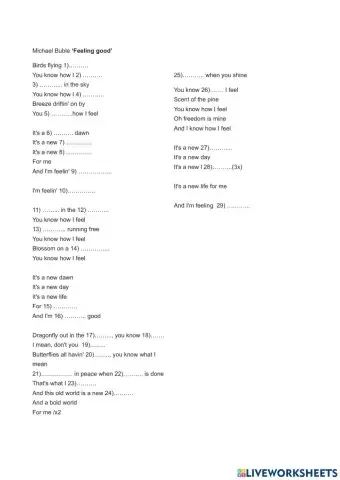 Feeling good Michael Buble