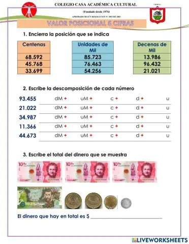 Valor posicional 5 cifras