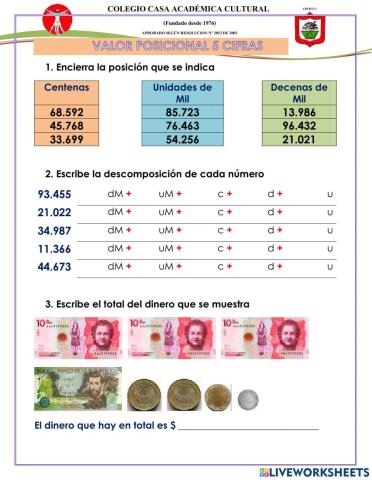 Valor posicional 5 cifras
