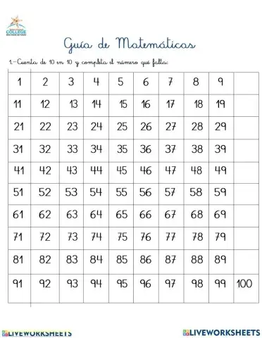 Guia de conteo 10 en 10