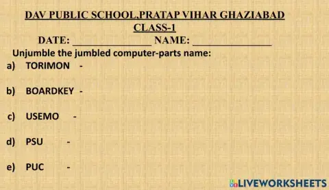 Computer-unjumble the jumbled words