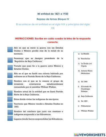 Mi entidad de 1821 a 1920