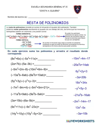 Resta de polinomios
