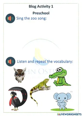 Vowels zoo animals vocabulary and numbers