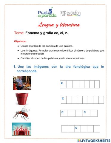 Fonema y grafía ce, ci , z