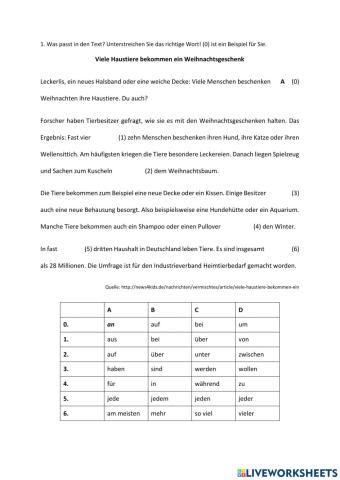 Aufgaben zur Grammatik