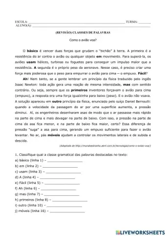 Classes de Palavras
