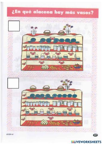 Actividad 18,en que alacena hay mas vasos