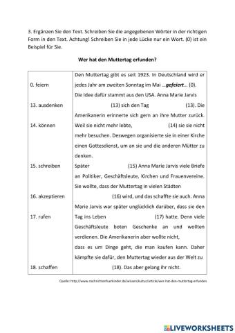 Aufgaben zur Grammatik