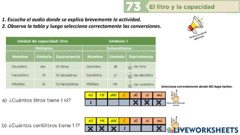 Desafío 73 El litro y la capacidad.