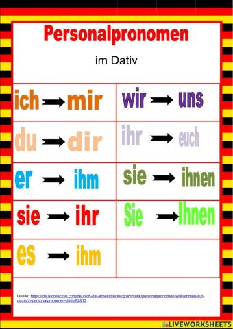 Personalpronomen im Dativ
