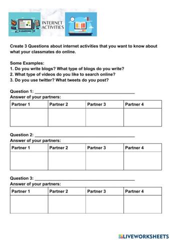 Internet activities Survey