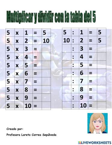 Multiplicar y dividir con la tabla del 5