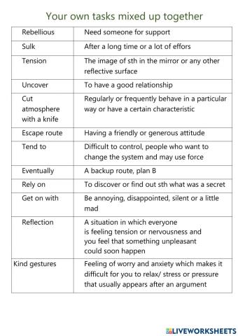 Matching definitions