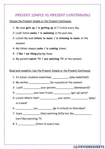 Present Simple vs Present Progressive