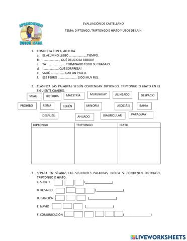 Diptongo, triptongo, hiato