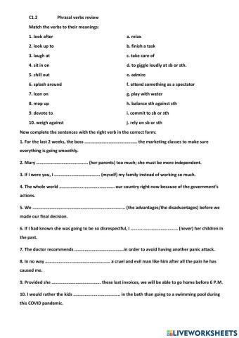 C1.2 Phrasal verbs Review 2