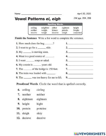 English 3rd CW 04-20.2