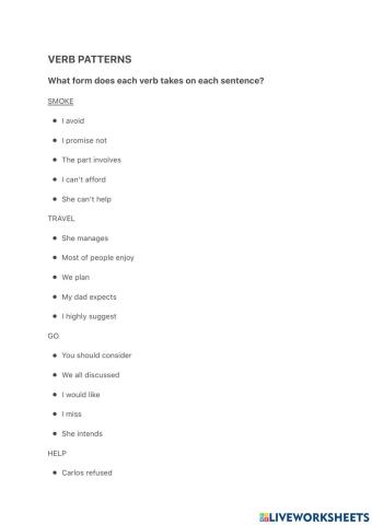 Verb Patterns