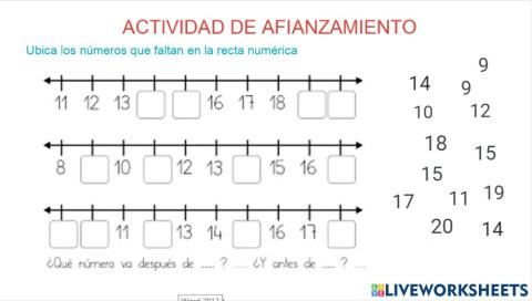 Ubicación de números naturales en la semirrecta