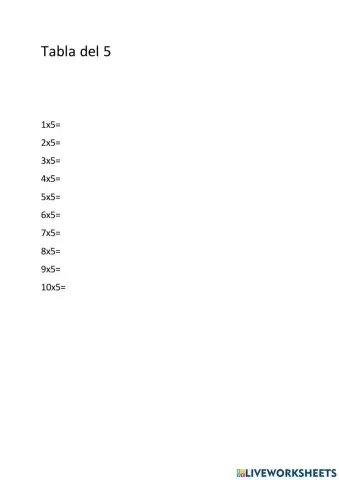 Tabla del 5