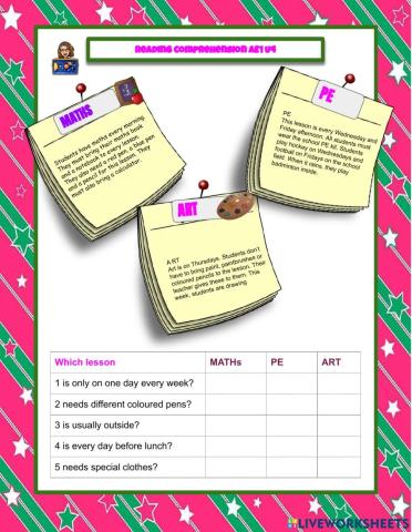 Reading comprehension