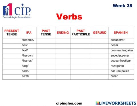 Verbs and Garden 2 Week 38