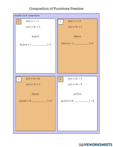 Composition of Functions Practice