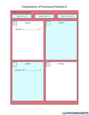 Composition of Functions Practice 2