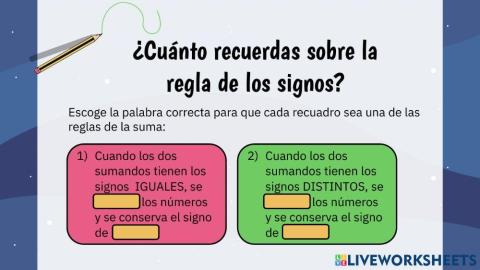 Adición y sustracción de números enteros