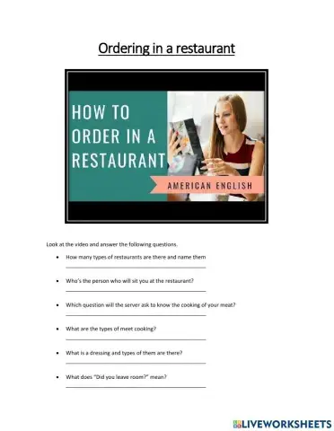 Ordering food in a restaurant