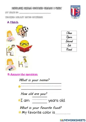 Second Grade Exam I Unit