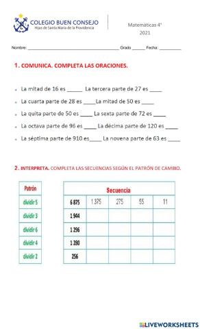 Sucesiones de división