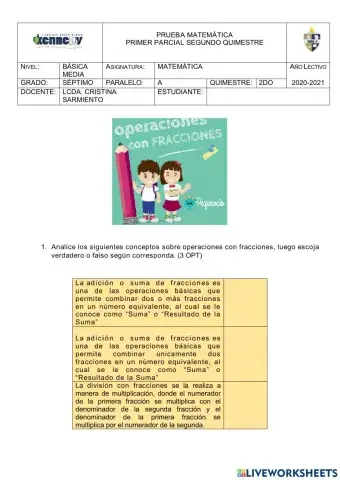 Operaciones con fracciones