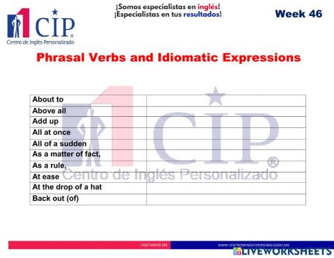 Phrasal Verbs and Idiomatic Expressions week 46