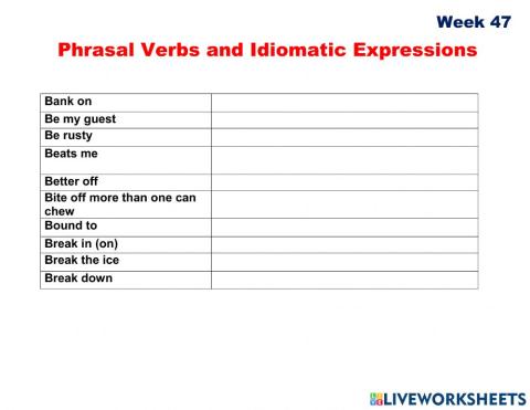 Phrasal Verbs and Idiomatic Expressions week 47