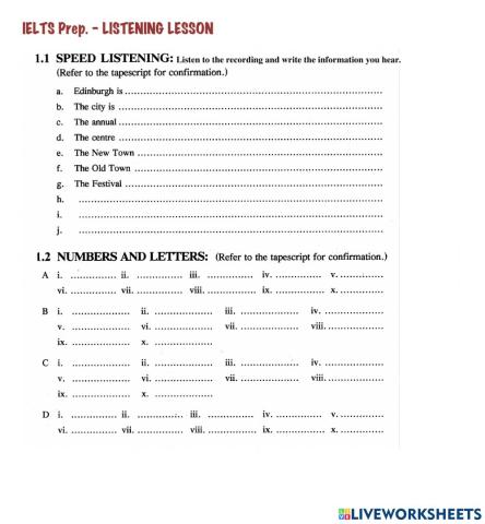 Listening Ex. - IELTS (Practice)