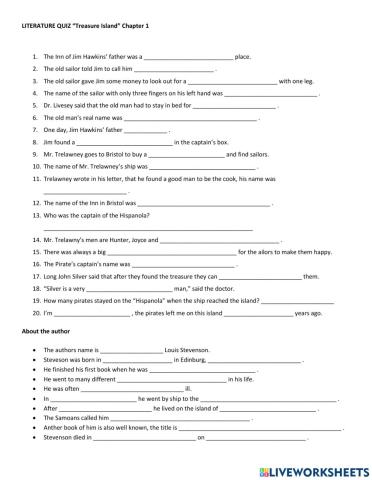 Treasure Island quiz 1