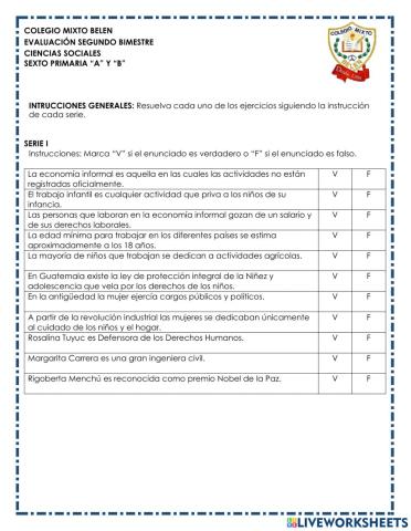 Evaluación - Ciencias Sociales 1 - ll Bimestre